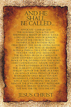A list of the Lord's Jesus titles on a stone plaque