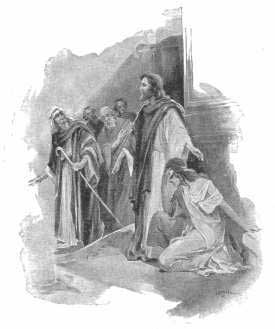 Jesus standing over the women