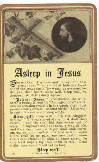 postcard asleep in jesus