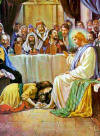 Mary washes Jesus's feet