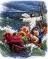 Jesus calms the storm at sea